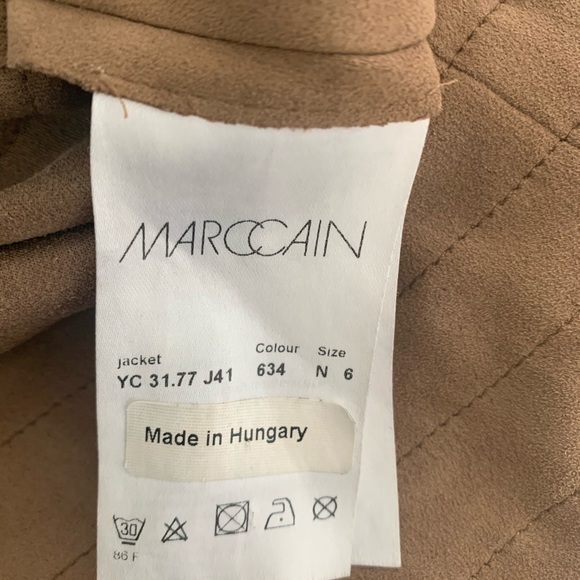 Marc Cain tan faux suede biker jacket - Picture 4 of 5